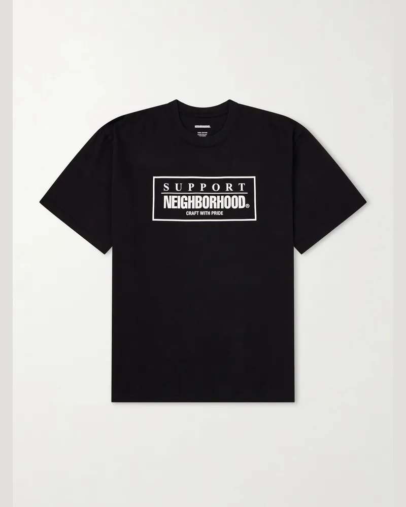 Neighborhood Logo-Print Cotton-Jersey T-Shirt Black
