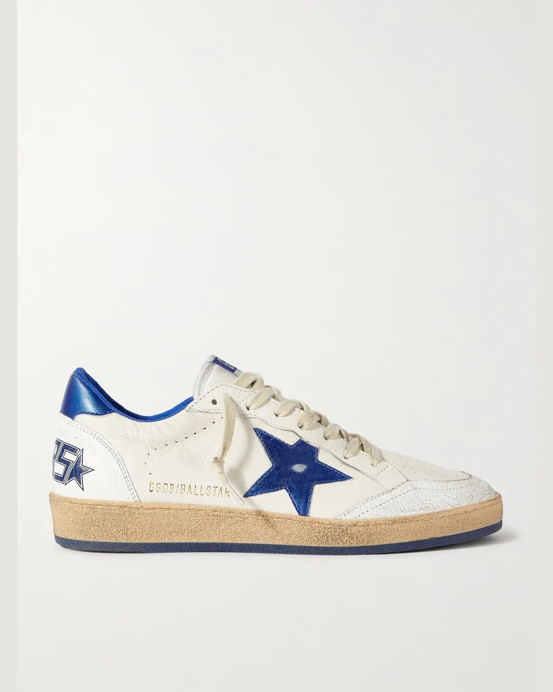 Golden Goose Ball Star Distressed Leather Sneakers White