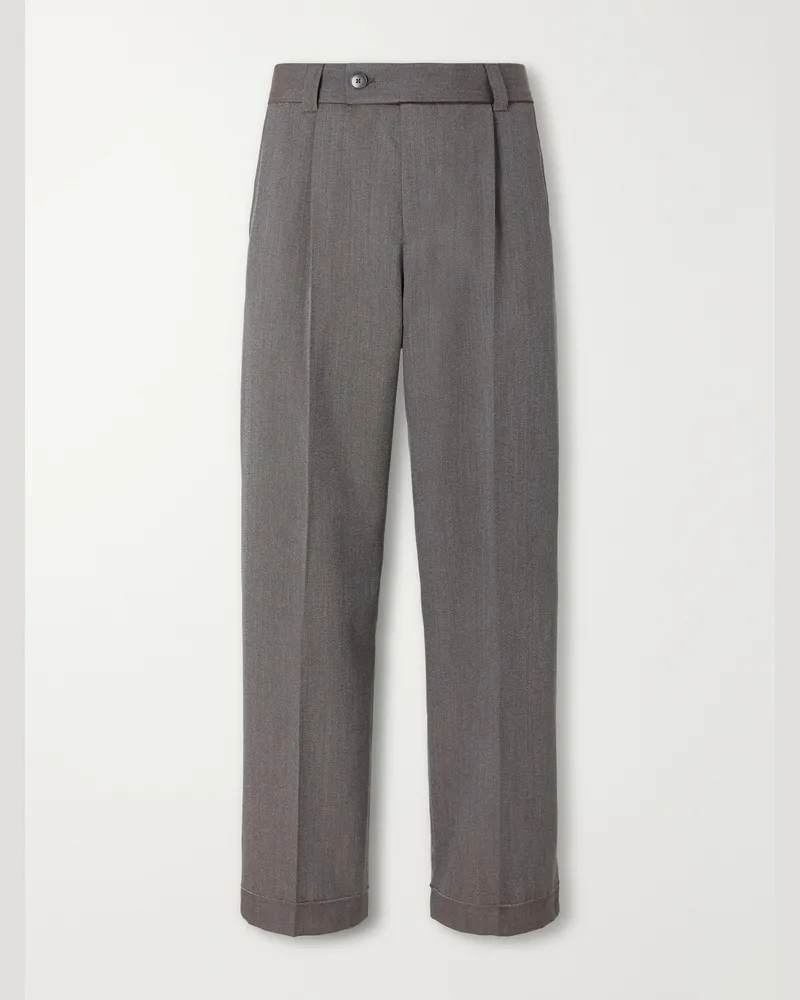 Mfpen Patch Straight-Leg Wool-Twill Trousers Gray