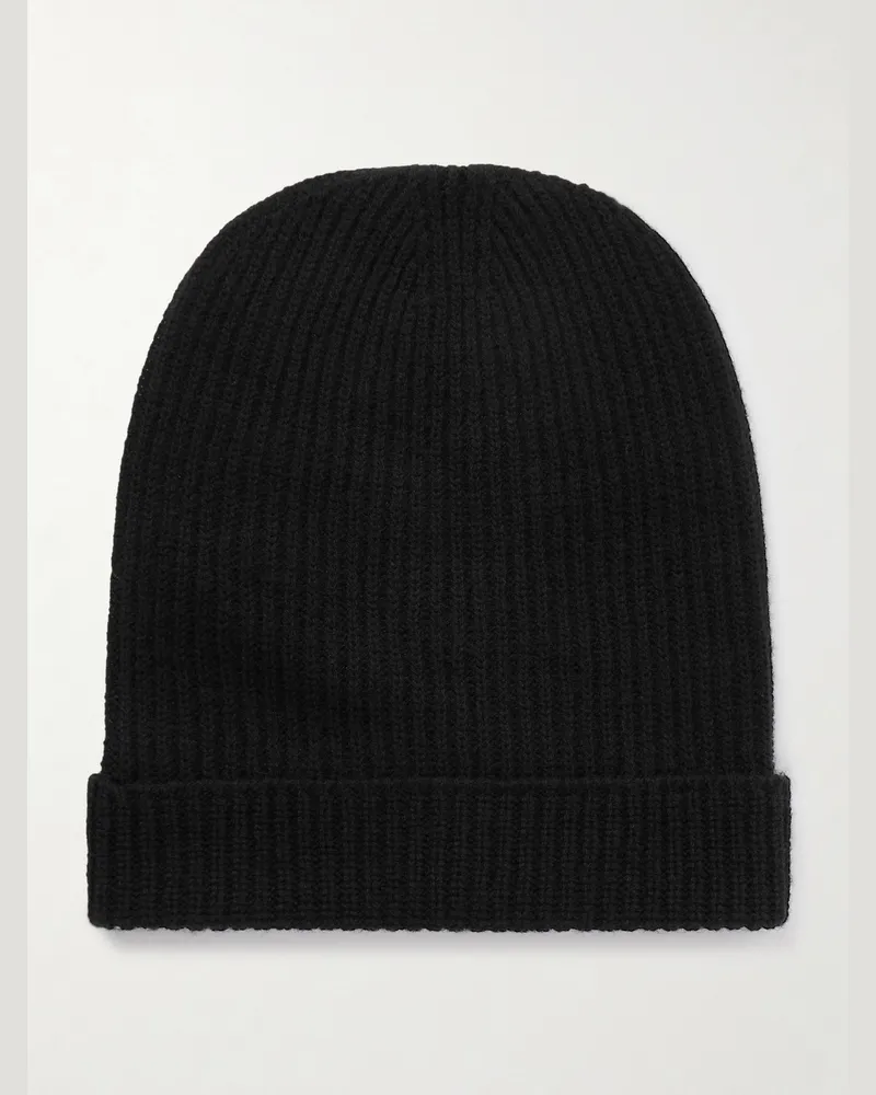 The Elder Statesman Statesman Ribbed Cashmere Beanie Black