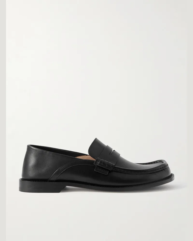 Loewe Campo Collapsible-Heel Leather Penny Loafers Black