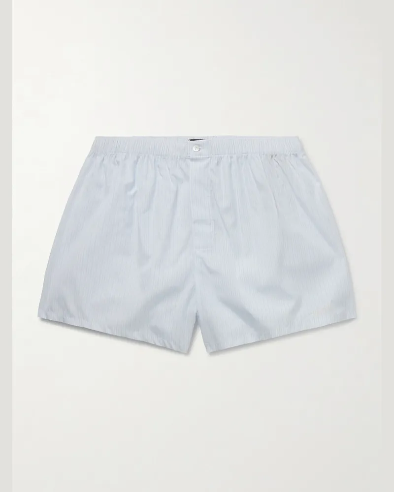 Ermenegildo Zegna Boxershorts aus gestreifter Baumwollpopeline Blau