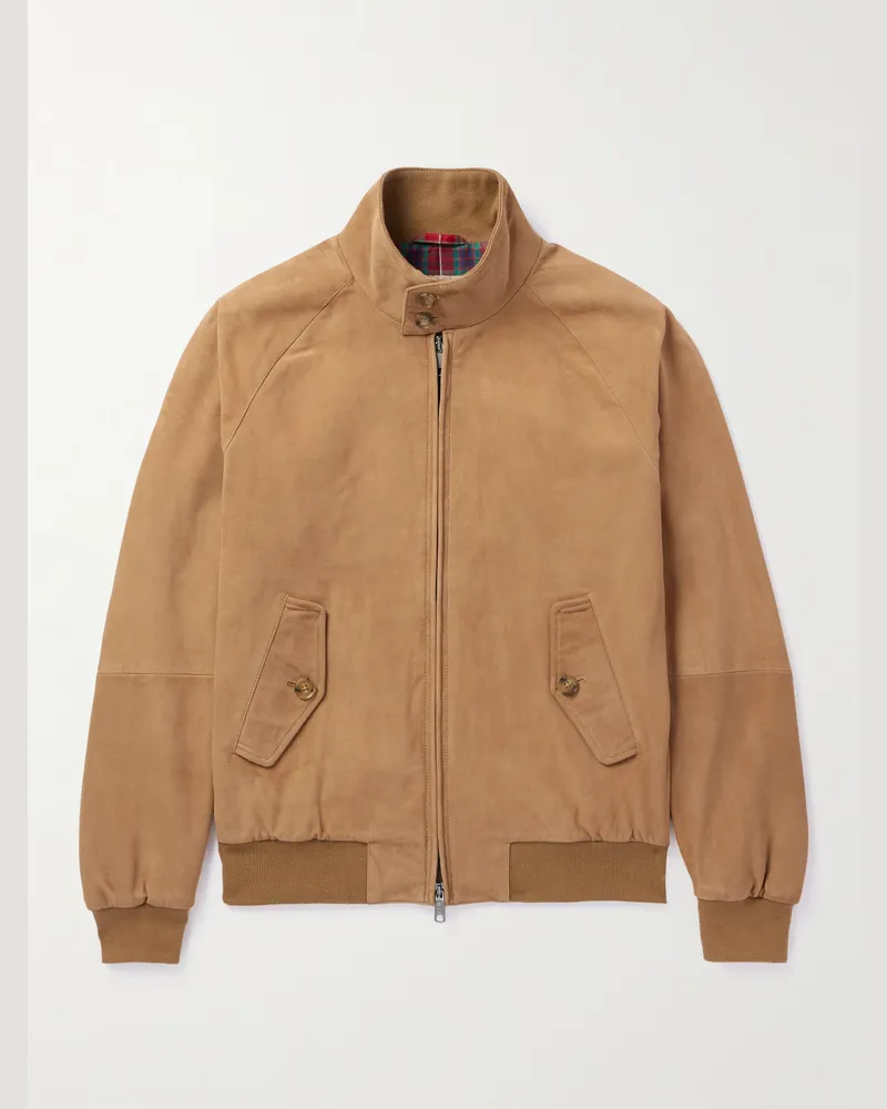Baracuta G9 Harrington-Jacke aus Veloursleder Neutral