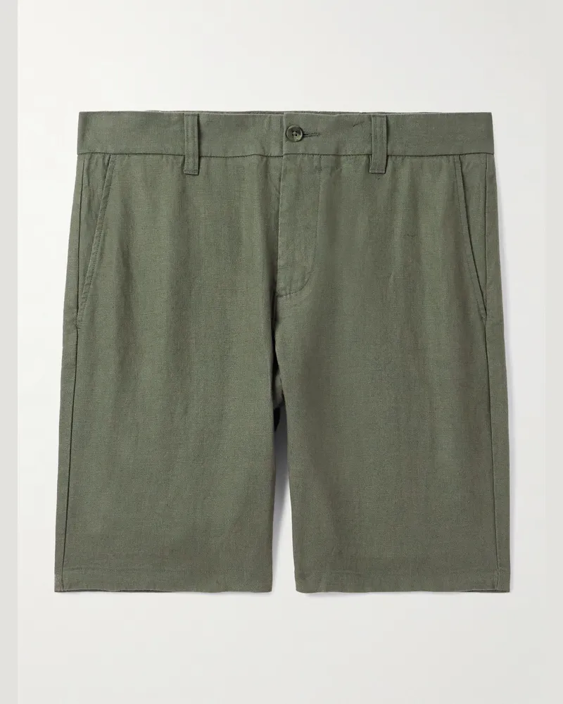 NN 07 Crown 1454 Straight-Leg Linen Shorts Green