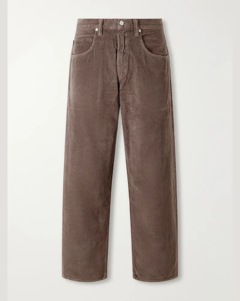 AGOLDE Fusion Straight-Leg Cotton-Corduroy Trousers Brown