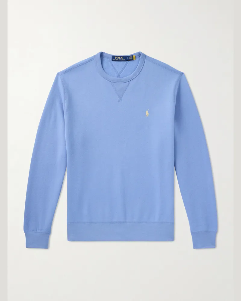 Ralph Lauren Sweatshirt aus Jersey aus einer Baumwollmischung mit Logostickerei Blau