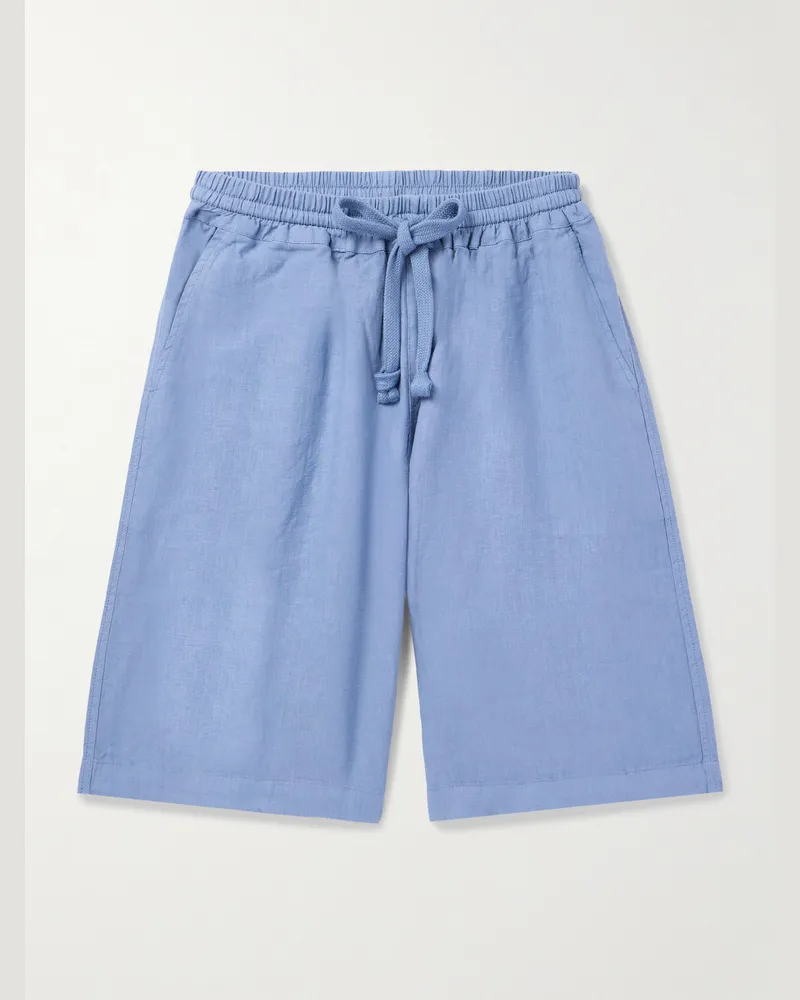Fedeli Vico gerade geschnittene Shorts aus Leinen mit Kordelzugbund Blau