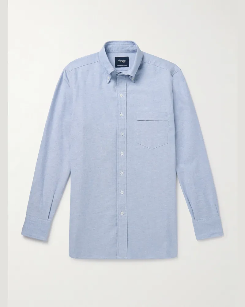 Drake's Schmal geschnittenes Hemd aus Baumwoll-Oxford mit Button-Down-Kragen Blau