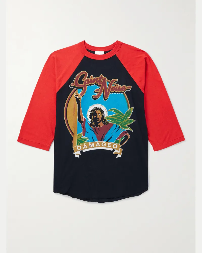 SAINT MXXXXXX LASTMAN Oversized Printed Cotton-Jersey T-Shirt Black