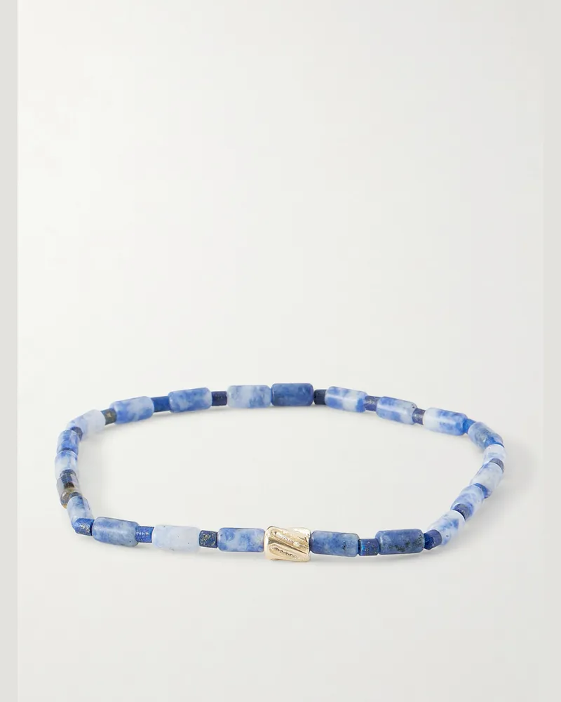 Luis Morais 14-Karat Gold Glass Beaded Bracelet Blue