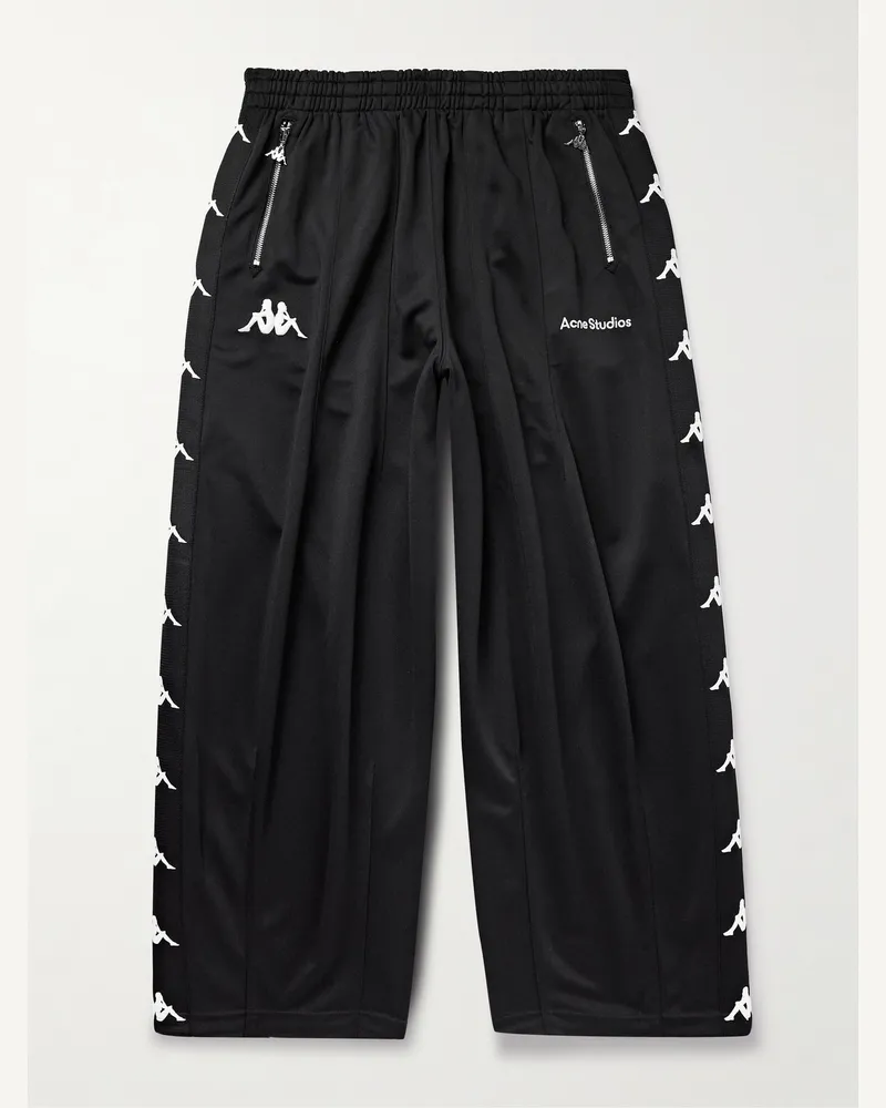 Acne Studios Kappa Weit geschnittene Jogginghose aus technischem Jersey mit Webband und Logostickerei Schwarz