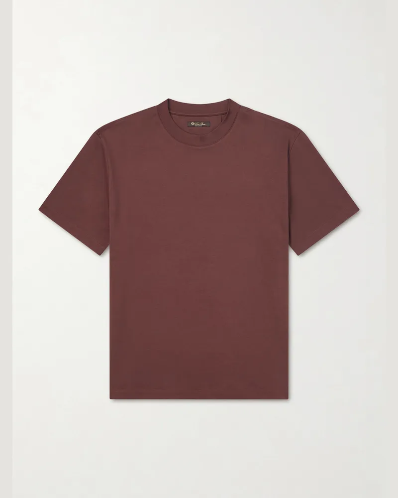 Loro Piana Ray T-Shirt aus Baumwoll-Jersey Burgunder