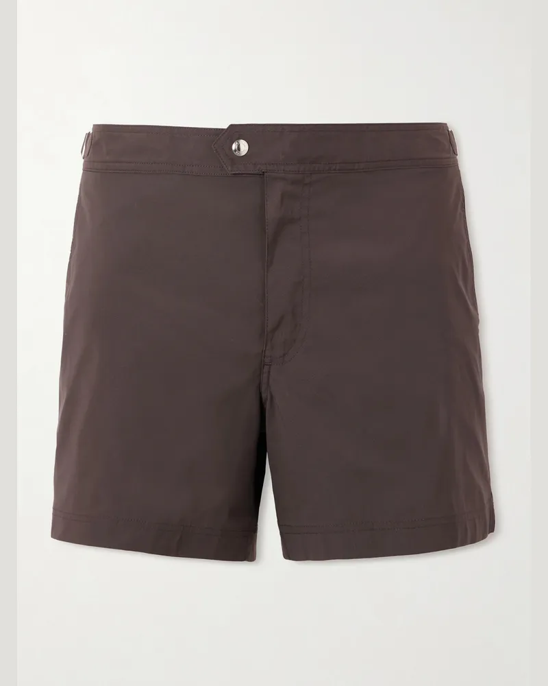 Tom Ford Straight-Leg Mid-Length Swim Shorts Brown