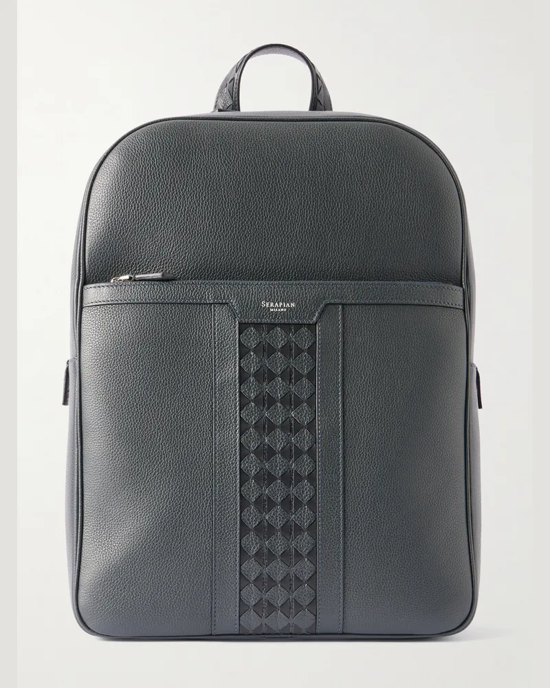 Serapian Full-Grain Leather Backpack Black