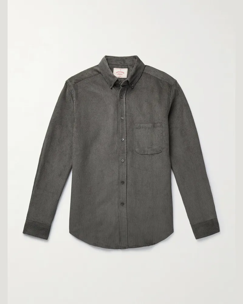 Portuguese Flannel Lobo 2.0 Hemd aus Baumwollcord mit Button-Down-Kragen Grau