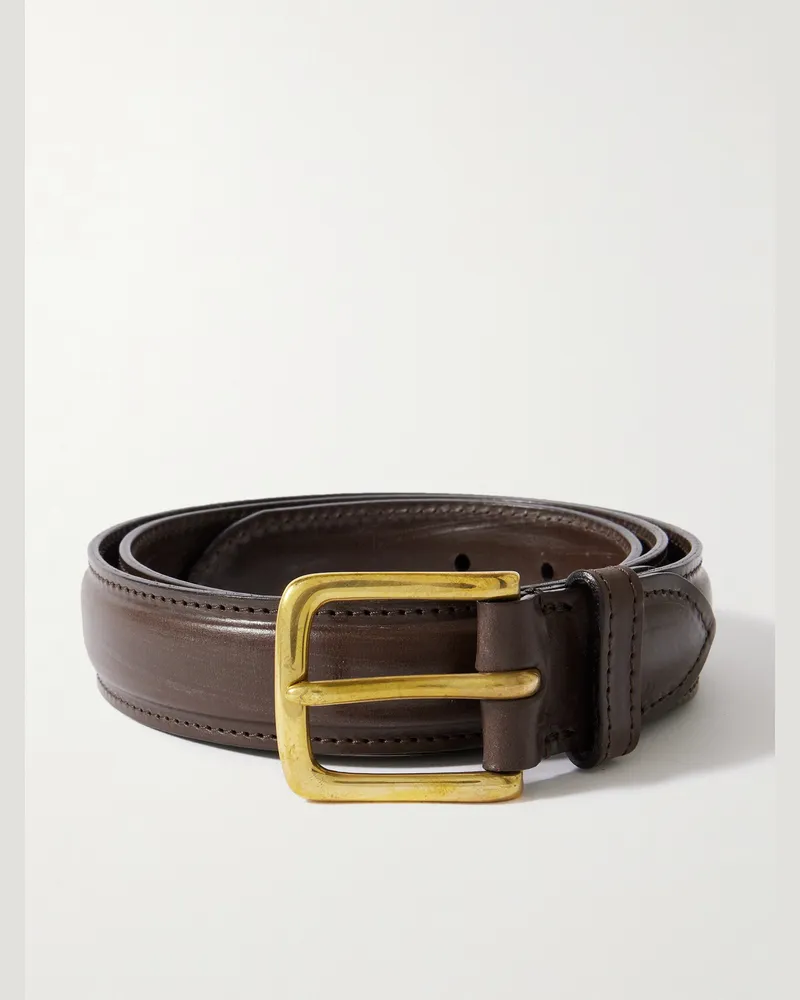 Drake's Gürtel aus Leder, 3 cm Braun