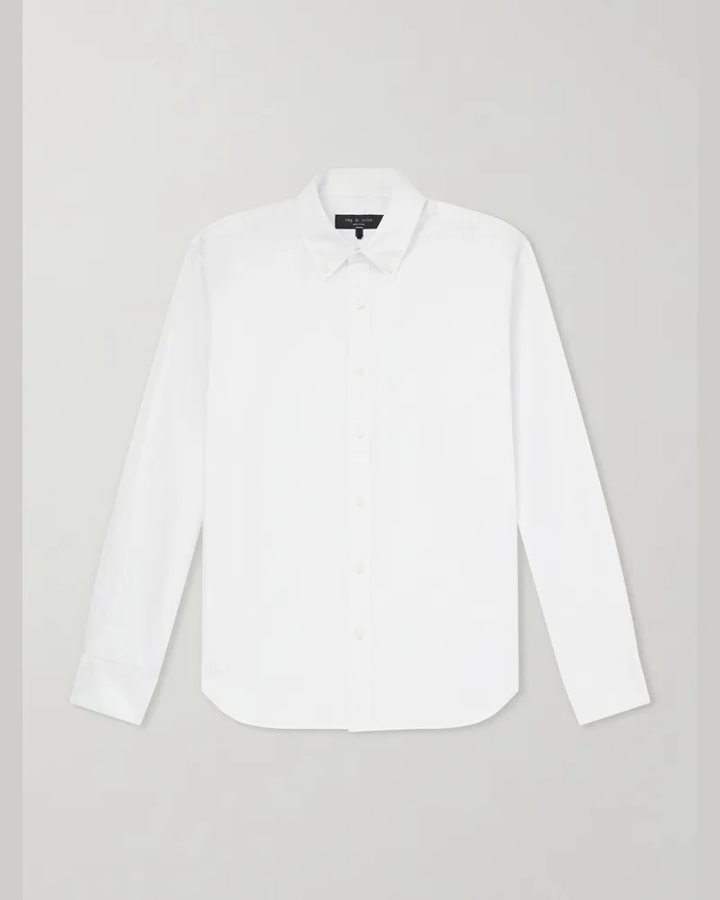 Rag & Bone Button-Down Collar Cotton-Poplin Shirt White
