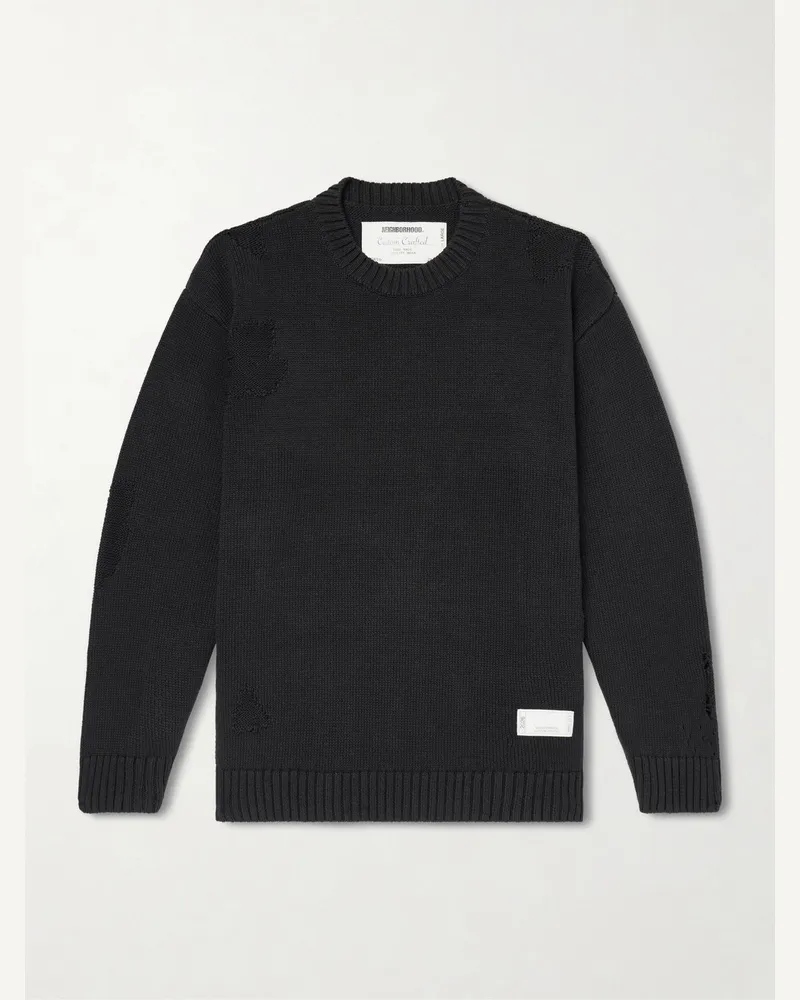 Neighborhood Savage Pullover aus Baumwolle mit Rundhalsausschnitt Schwarz