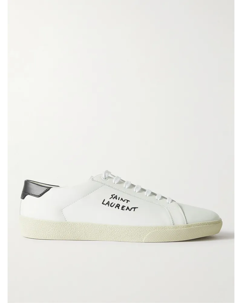 Saint Laurent Court Classic Sneakers aus Leder mit Logostickerei Weiß