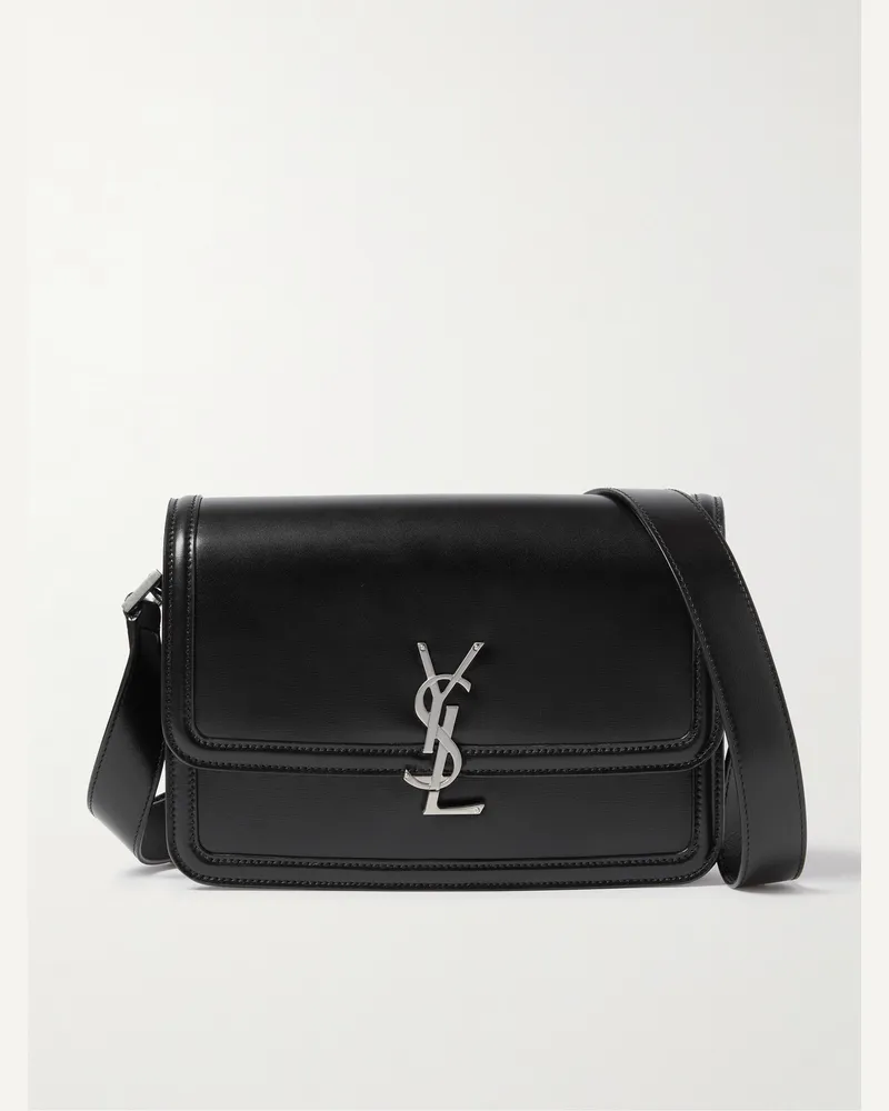Saint Laurent Solferino mittelgroße Umhängetasche aus Leder mit Logoapplikation Schwarz