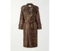 Trenchcoat aus Seiden-Voile mit Leopardenprint