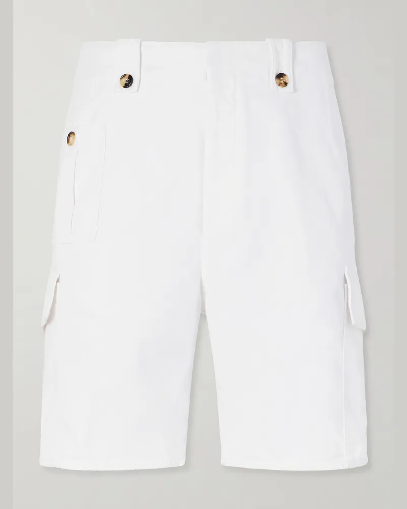 Brunello Cucinelli Straight-Leg Cotton-Twill Cargo Shorts White