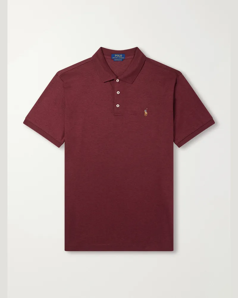 Ralph Lauren Logo-Embroidered Cotton-Jersey Polo Shirt Red
