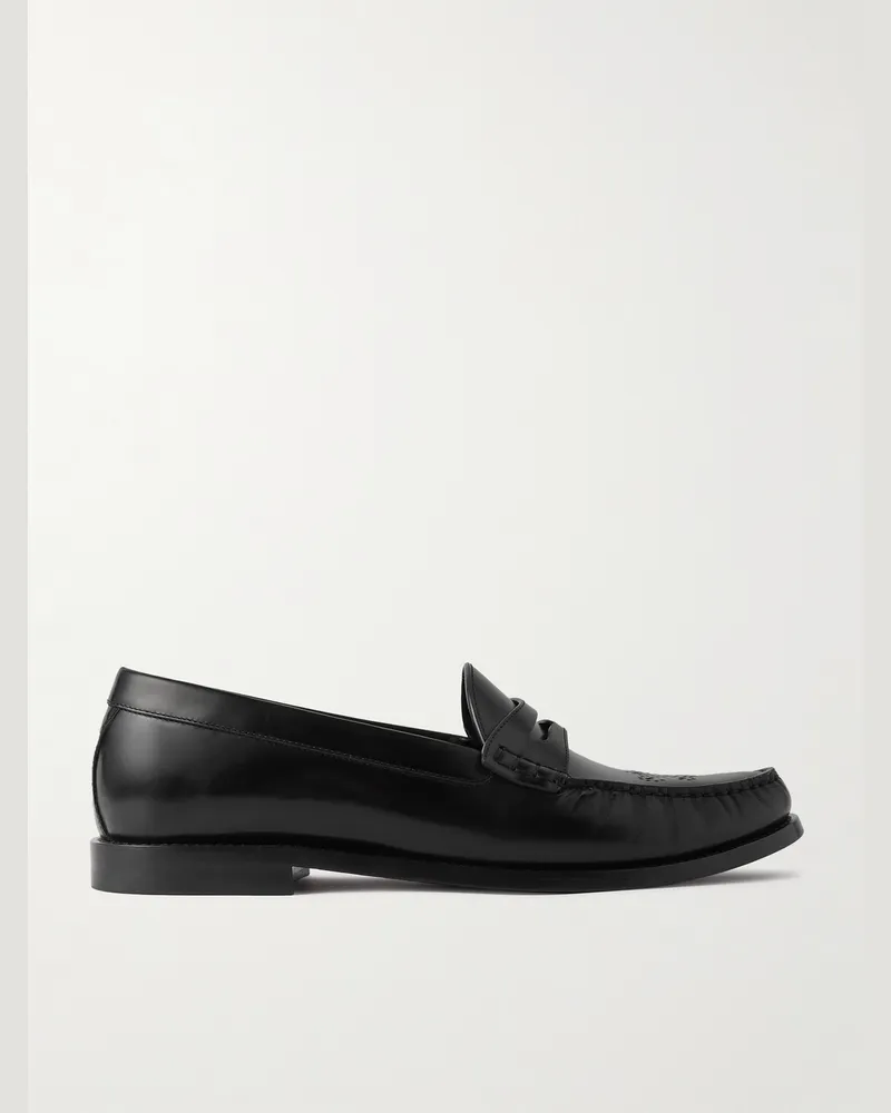 Celine Vivienne Pennyloafers aus Glanzleder mit Perforationen Schwarz
