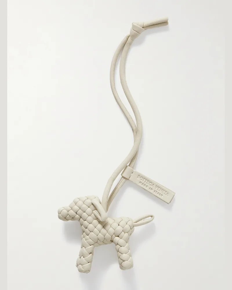 Bottega Veneta Intrecciato Leather Bag Charm White