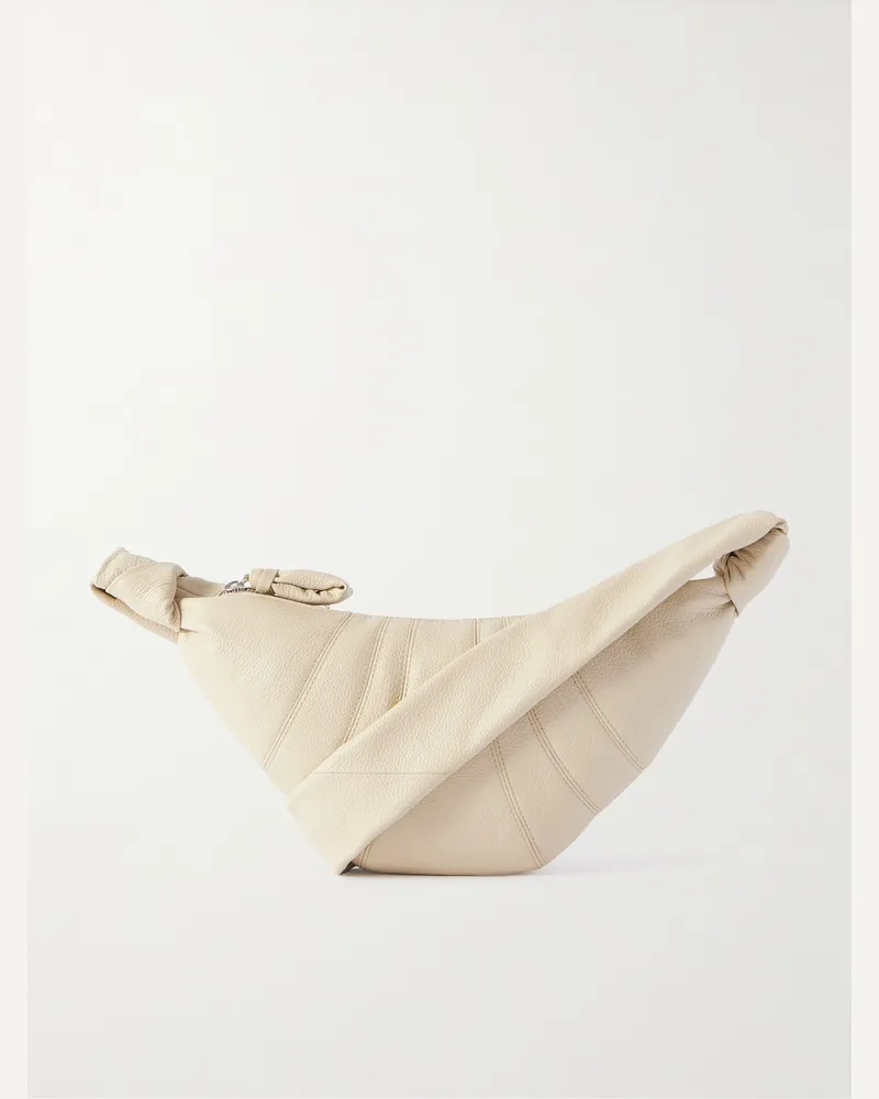 Christophe Lemaire Croissant kleine Umhängetasche aus vollnarbigem Leder Braun