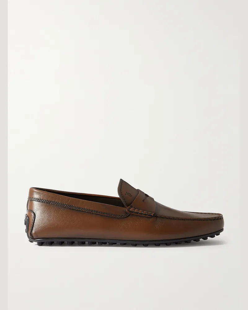 TOD'S City Gommino Leather Penny Loafers Brown