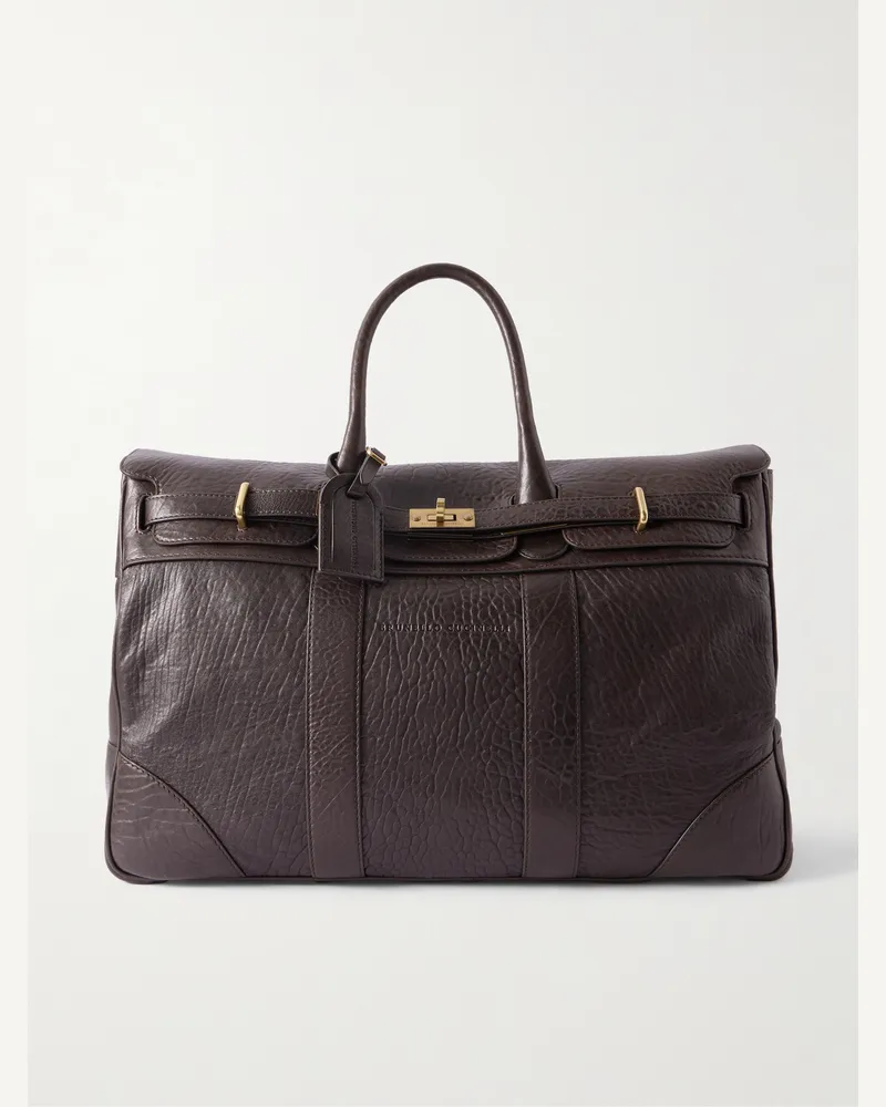 Brunello Cucinelli Weekender aus vollnarbigem Leder Braun