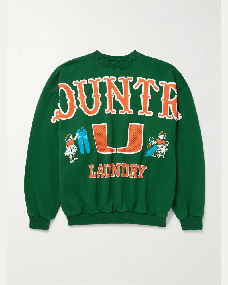 KAPITAL Printed Cotton-Jersey Sweatshirt Green