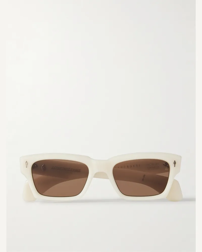 Jacques Marie Mage Ashcroft Sonnenbrille mit rechteckigem Rahmen aus Azetat Weiß