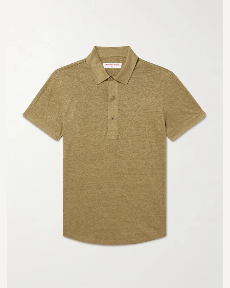 Orlebar Brown Sebastian Linen-Jersey Polo Shirt Green