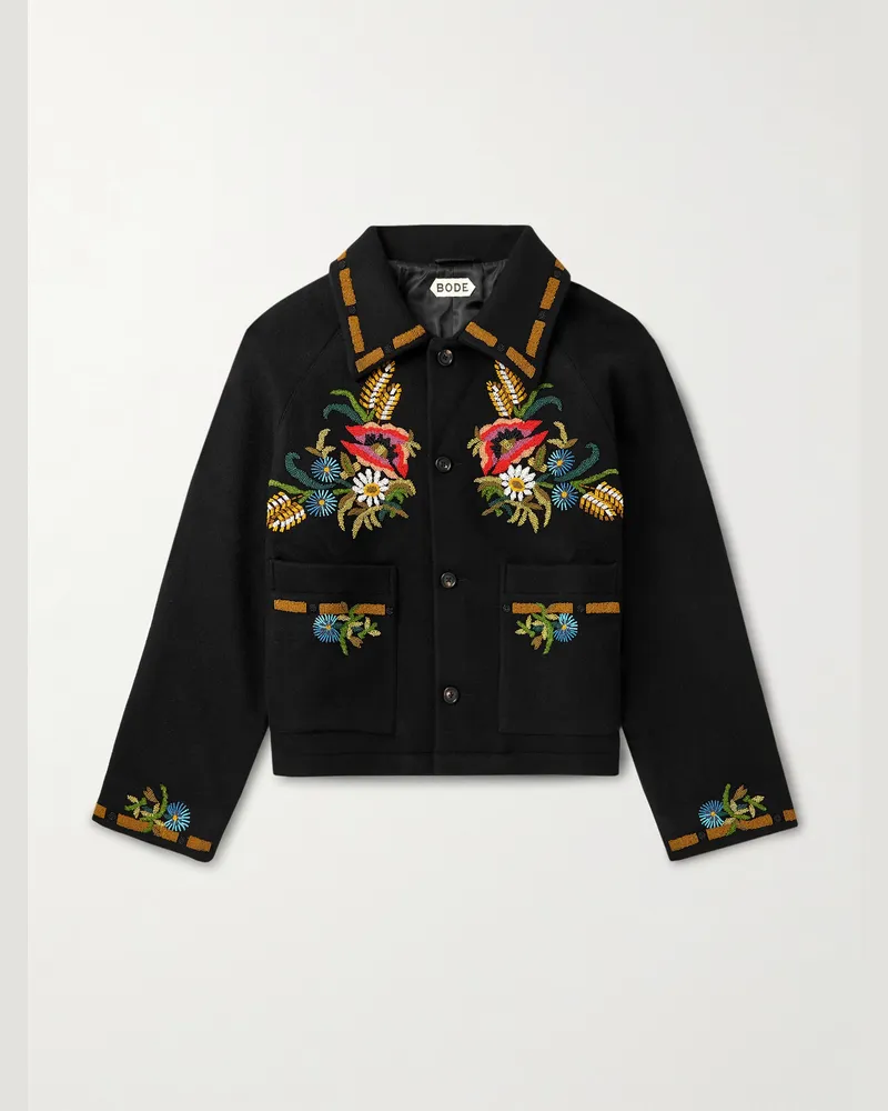 BODE Aquitaine Jacke aus Wolle mit Zierperlen Schwarz