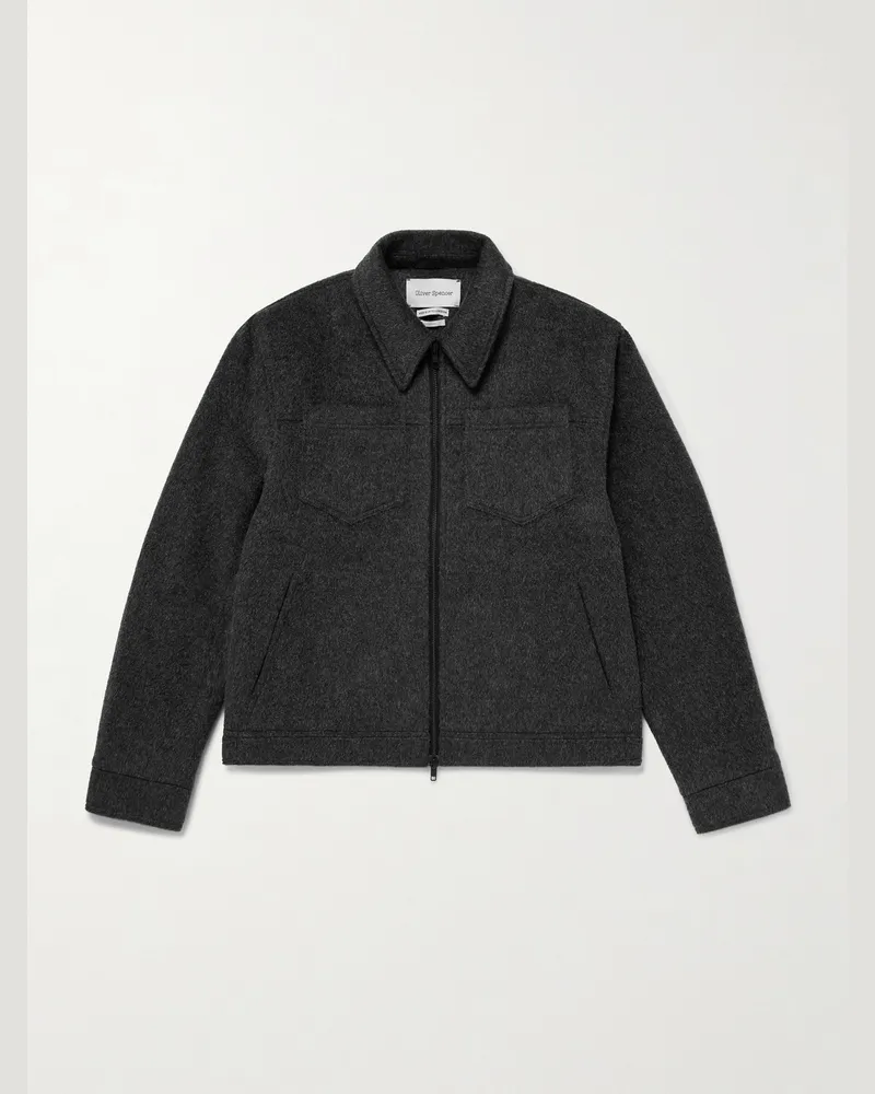 Oliver Spencer Norton Jacke aus einer gebürsteten recycelten Wollmischung Grau