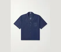 Camp-Collar Anagram-Detail Denim Shirt