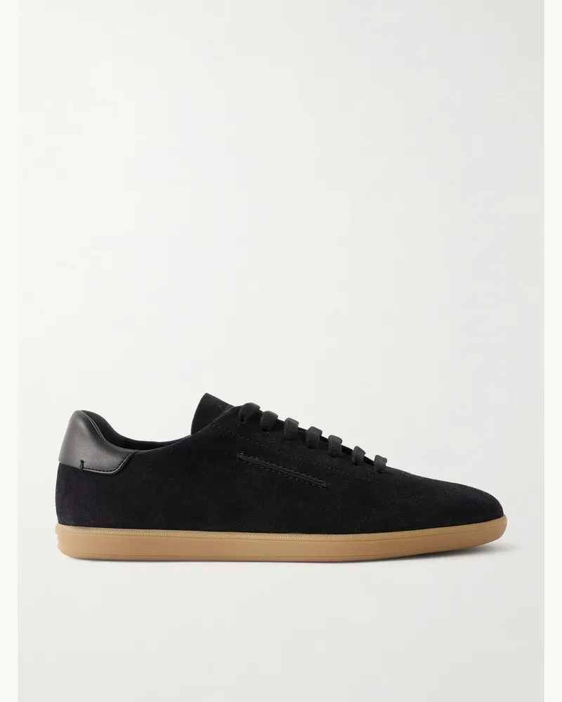 Ermenegildo Zegna 232 Leather-Trimmed Suede Sneakers Black