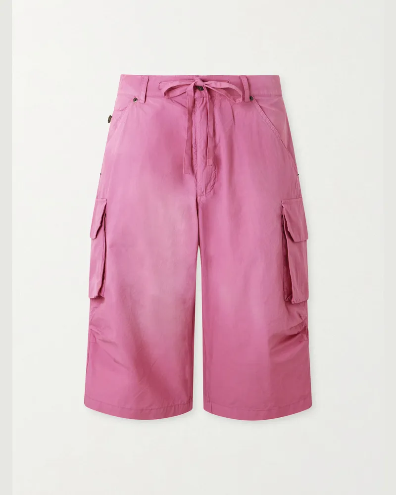 FourTwoFour on Fairfax Straight-Leg Cotton-Poplin Cargo Shorts Pink