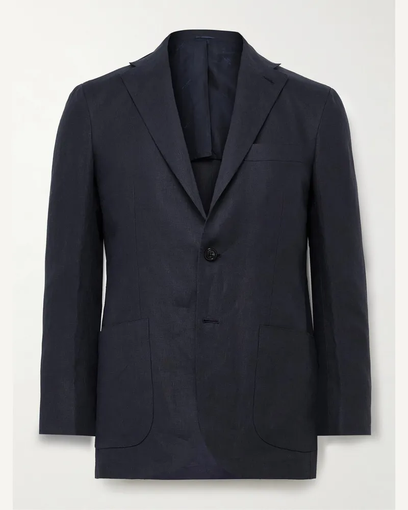 Kiton Sakko aus Leinen Blau