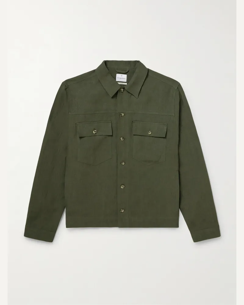 Kingsman Valstar Hemdjacke aus Leinen Grün
