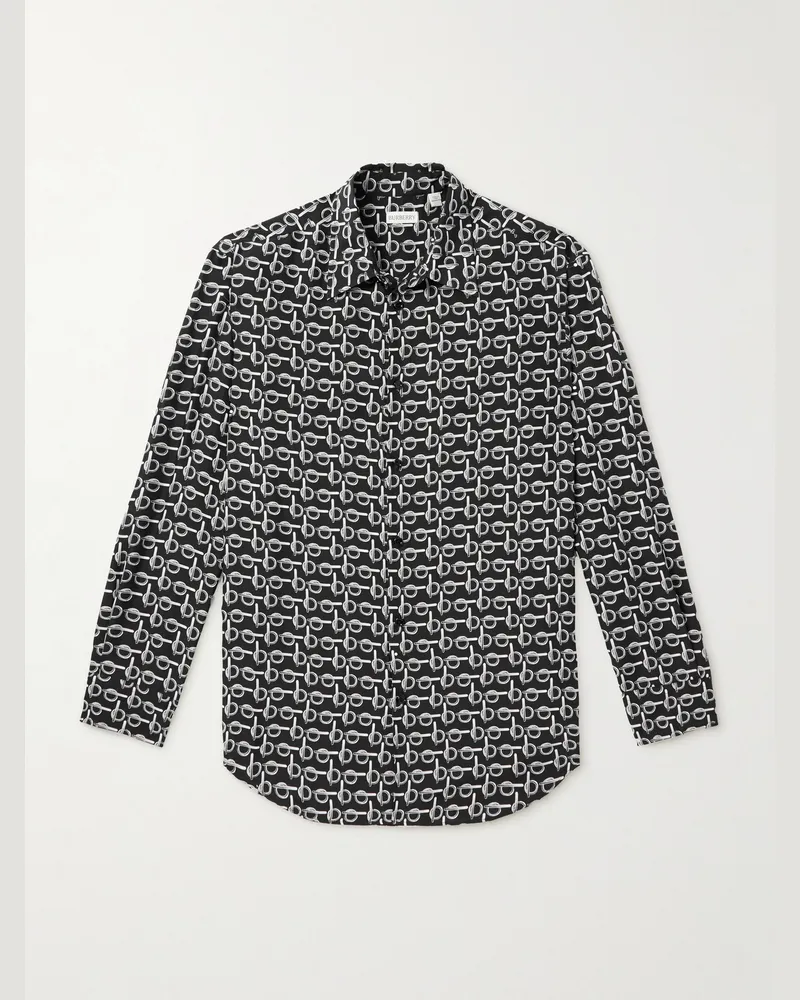 Burberry Hemd aus bedruckter Seide Schwarz