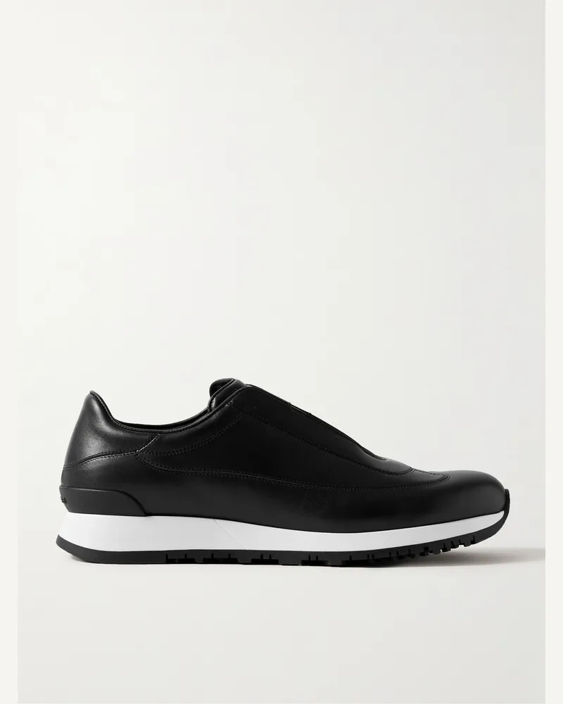 John Lobb Lift Leather Slip-On Sneakers Black