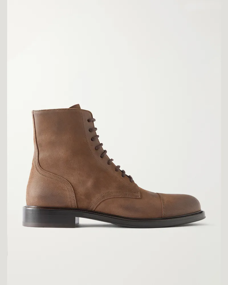Brunello Cucinelli Suede Derby Boots Brown