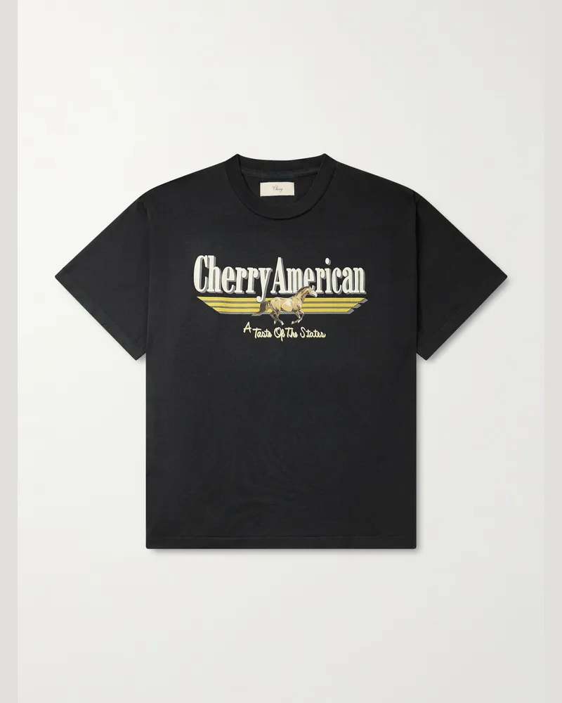 Cherry Los Angeles Coast to Coast Printed Cotton-Jersey T-Shirt Black