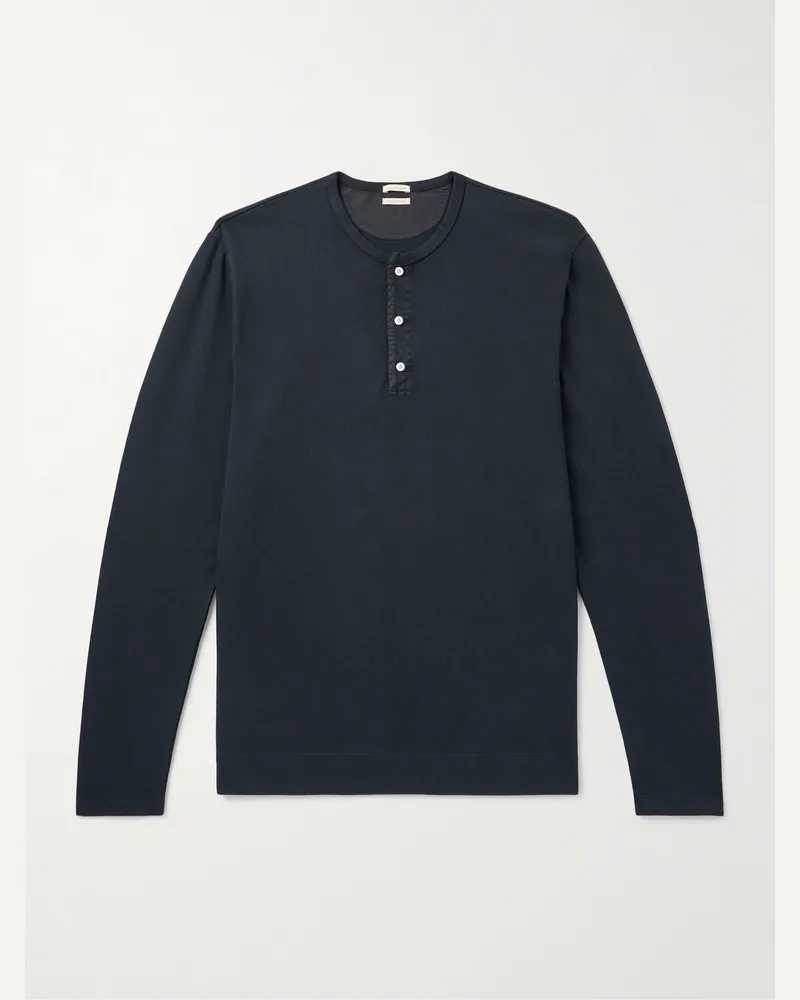 Massimo Alba Manchester Henley Shirt aus Baumwoll-Jersey Blau