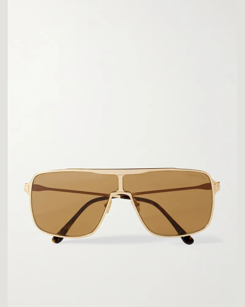 Tom Ford Zappa goldfarbene Sonnenbrille mit D-Rahmen Gold