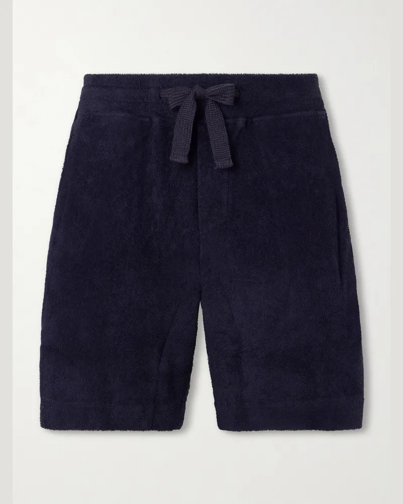 Orlebar Brown Trevone Straight-Leg Organic Cotton-Terry Drawstring Shorts Blue