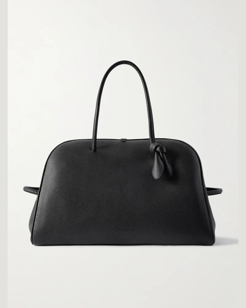 Jacquemus Grand Turismo Reisetasche aus vollnarbigem Leder Schwarz